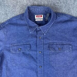 Wrangler Men's XL Blue Denim Shirt Flex For Comfort Cowboy Western Work Wear EUC